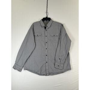 DE.CØDED Shirt Mens XL Gray Striped Long Sleeve Embroidered Button Up Casual
